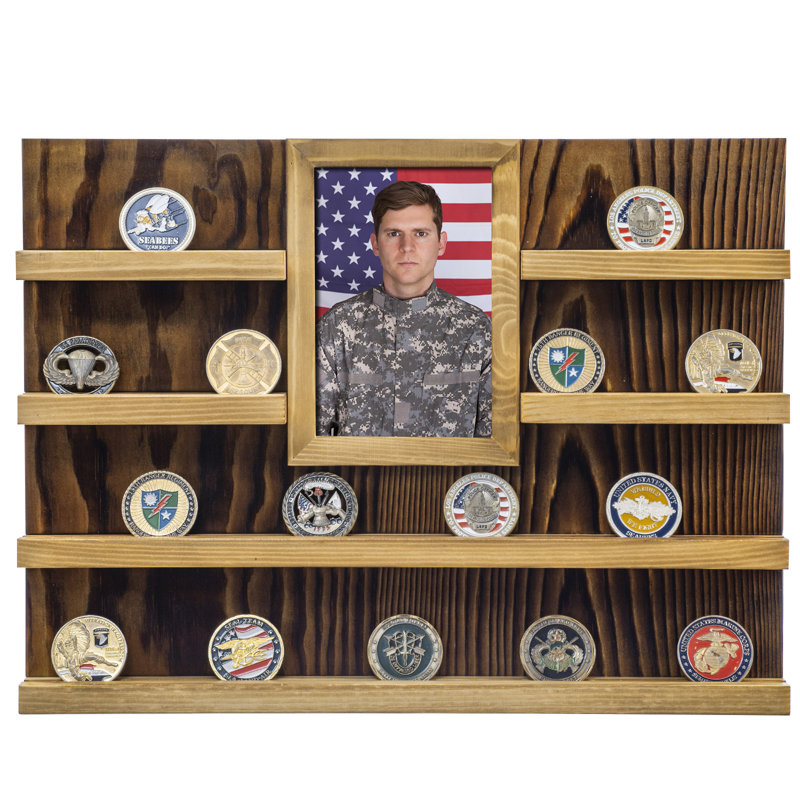 Military Coin Holder Trophy Display Case