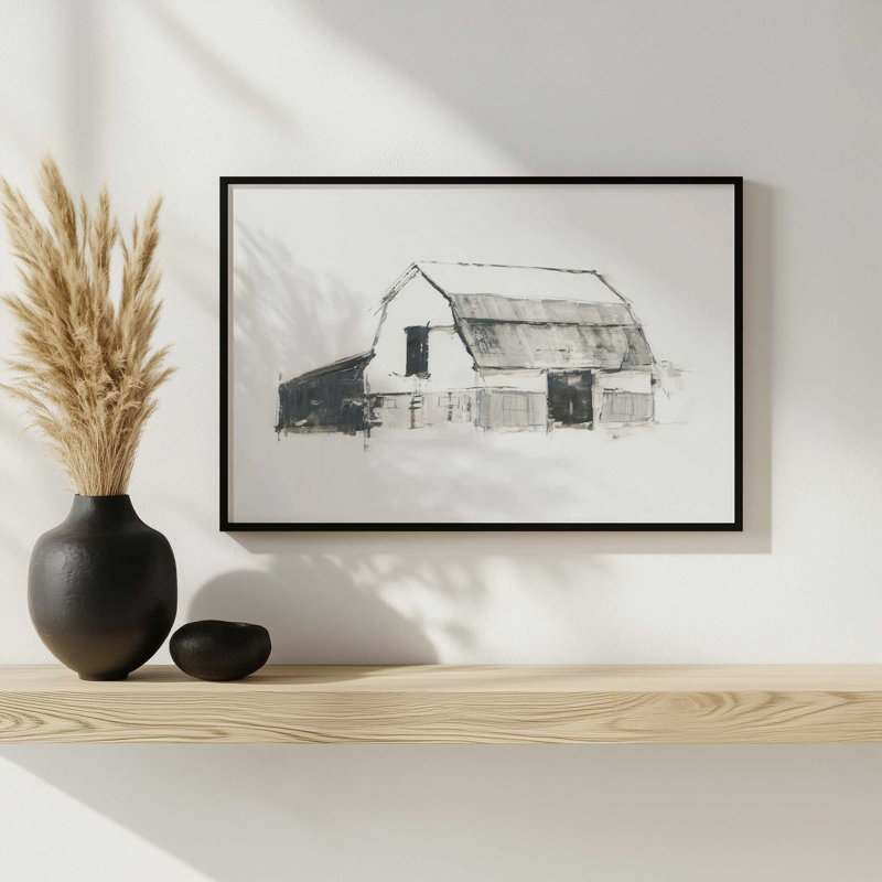 «Greycale Barn Study I» par Ethan Harper, reproduction d'art, 12" H x 16" W, Gold
