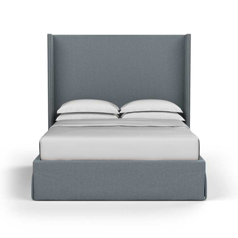 Lit tapissier Kaiser Box, Grand, Lin à tissage carré brume