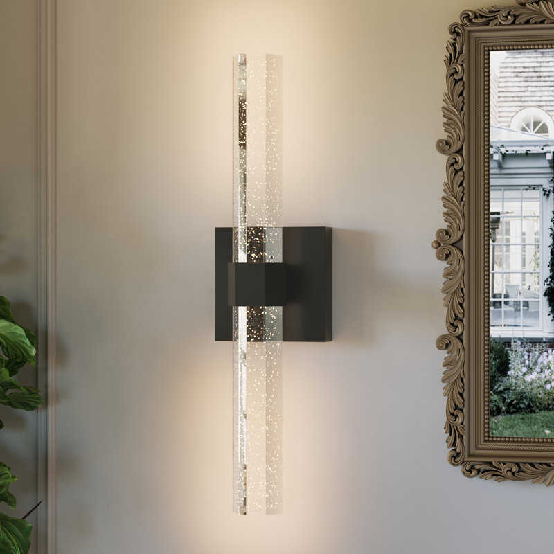 Applique murale rechargeable en cristal à DEL à intensité variable avec télécommande incluse, Noir mat