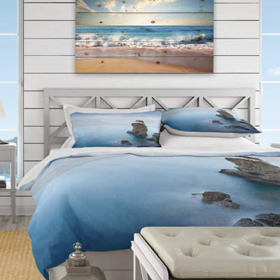 Vintage Beige Minimalism Floral Blossums Coastal Duvet Cover
