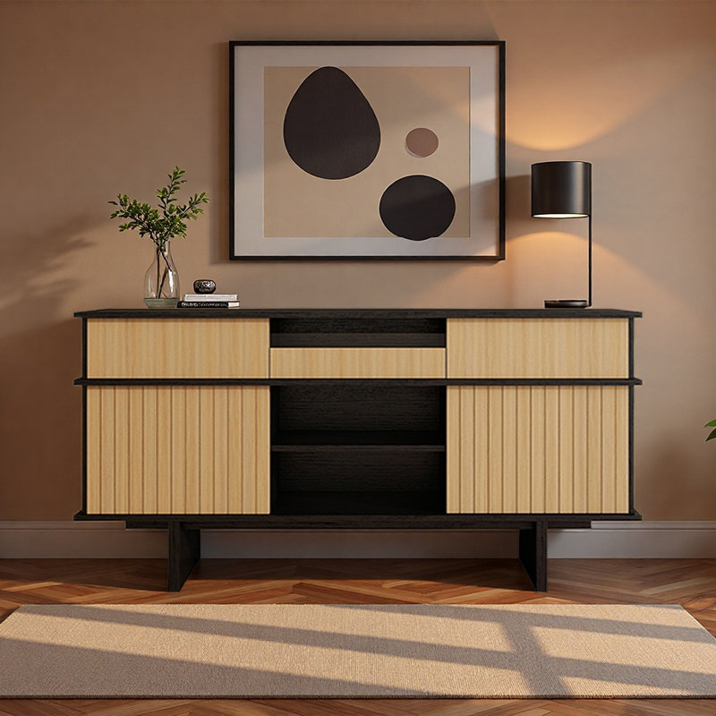 French minimalist high-end style sideboard, 33.4" H x 70.8" W x 15.7" D