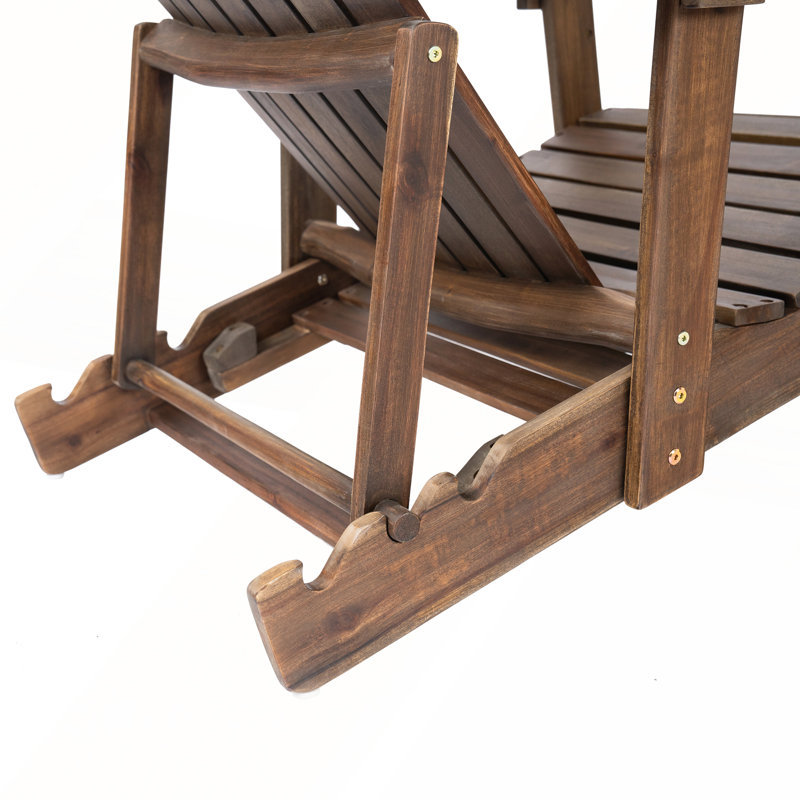Rustic Acacia Wood Folding Adirondack Chair with Traditional Slats