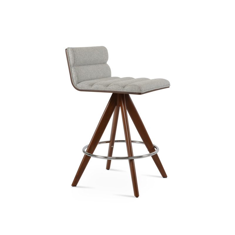 Tabouret pivotant Corona Comfort Pyramid, Laine argentée, Tabouret de comptoir (siège d'une hauteur de 24 p