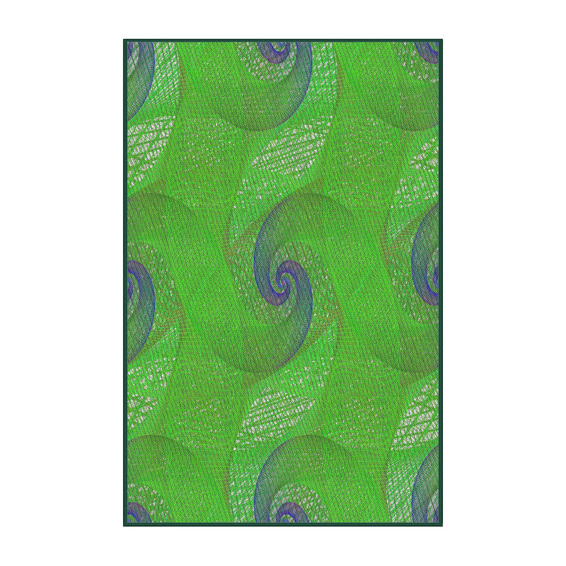 Laine tissée à la machine abstraite et polyester vert/jaune Tapis décoratif, Rectangle 2 pi x 3 pi