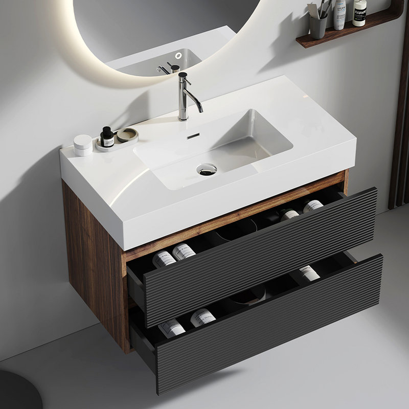 Meuble-lavabo Grace avec lavabo à quartz 36 po et tiroirs souples, meuble-lavabo mural flottant pour salle de bain moderne, lavabo une pièce, KD