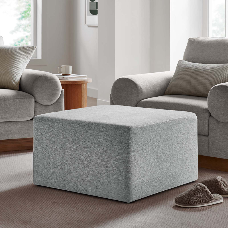 Repose-pieds rembourré Modway Callum, Tissu gris clair tissé chiné