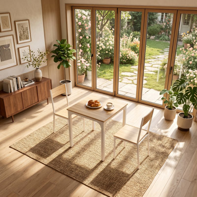 Space-Saving 3-Piece Square Dining Table Set with Matching Chairs for Apartments, Small Spaces, and Modern Living