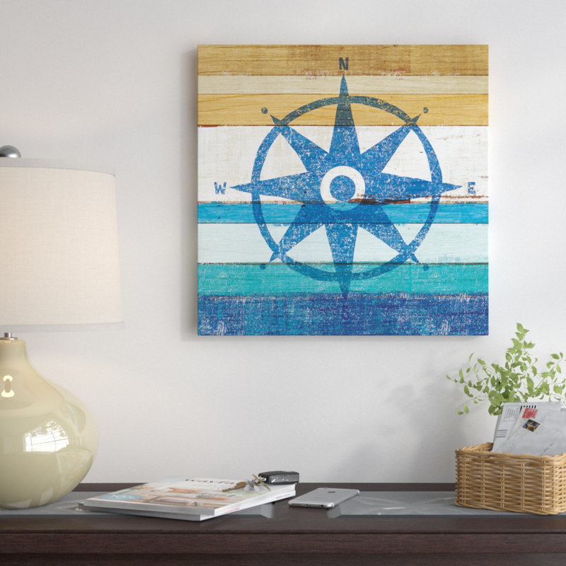 «Beachscape Series: Compass I», impression sur toile, H 12 po x l 12 po x P 1,5 po, Toile tendue, Pas de tapis