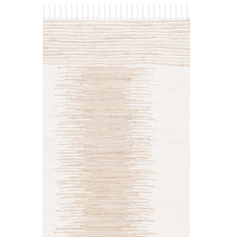 Tapis beige en coton tissé à la main Annia, Tapis de couloir 2 pi 3 po x 10 pi