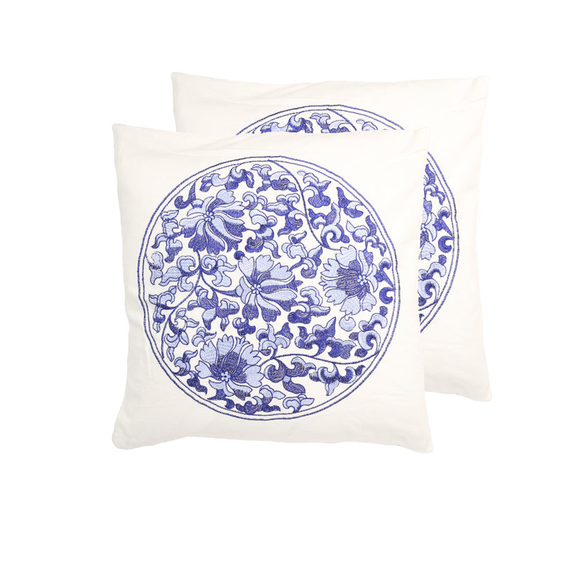 Coussin en coton Chinoiserie, Plumes