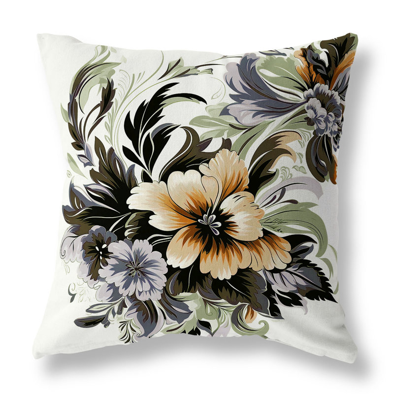 Botanic Bliss Floral Reversible Throw Pillow, 18"H x 18"W, Green Floral