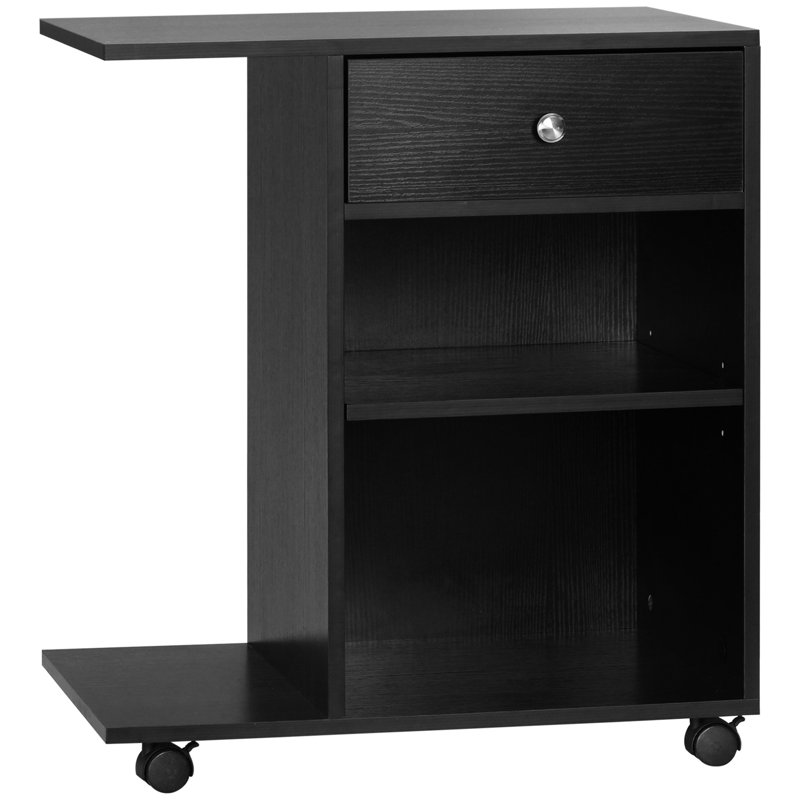 Bureau d'imprimante sur roulettes avec tablette réglable et plusieurs compartiments de rangement Chariot roulant abondant pour le matériel de bureau