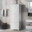 Grande armoire de rangement avec deux tiroirs pour la salle de bain, imperméable et durable avec tablettes réglables-1962309015