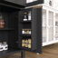Grand garde-manger arqué cannelé avec tablettes réglables, rangement élégant avec tiroir caché et porte vitrée pour la cuisine, le salon, la salle à manger-1005795996