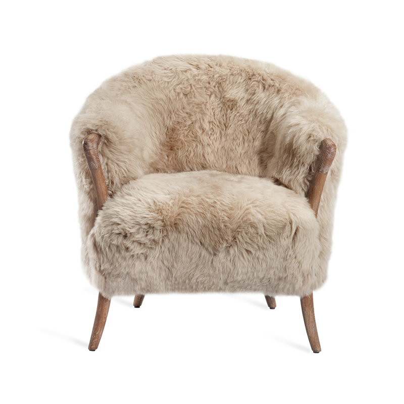 Fauteuil l 29 po Ilaria, Fourrure véritable taupe Morel, Brun automne