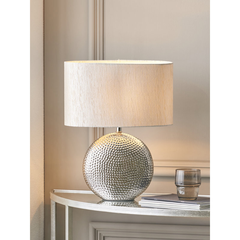 Mabel Ceramic Table Lamp, Silver, Grey