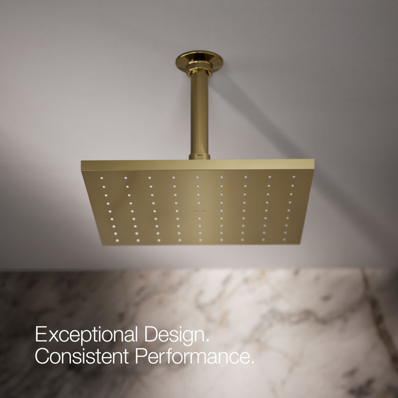 Contemporary Multi Function Rain Shower Head, Vibrant French Gold, Square, 1.75 GPM