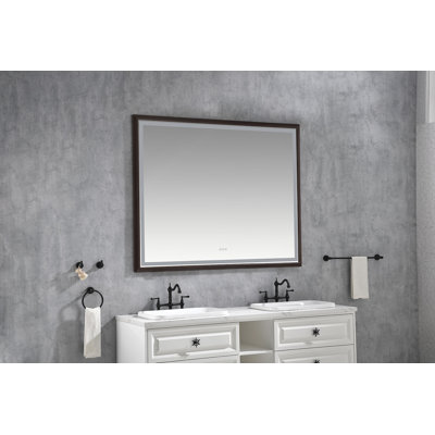 60 X 48 Inch LED Bathroom Mirror With Aluminum Frame, Wall Mounted Vanity Mirror, Anti-Fog, Memory, 3 Colors, Stepless Dimmable