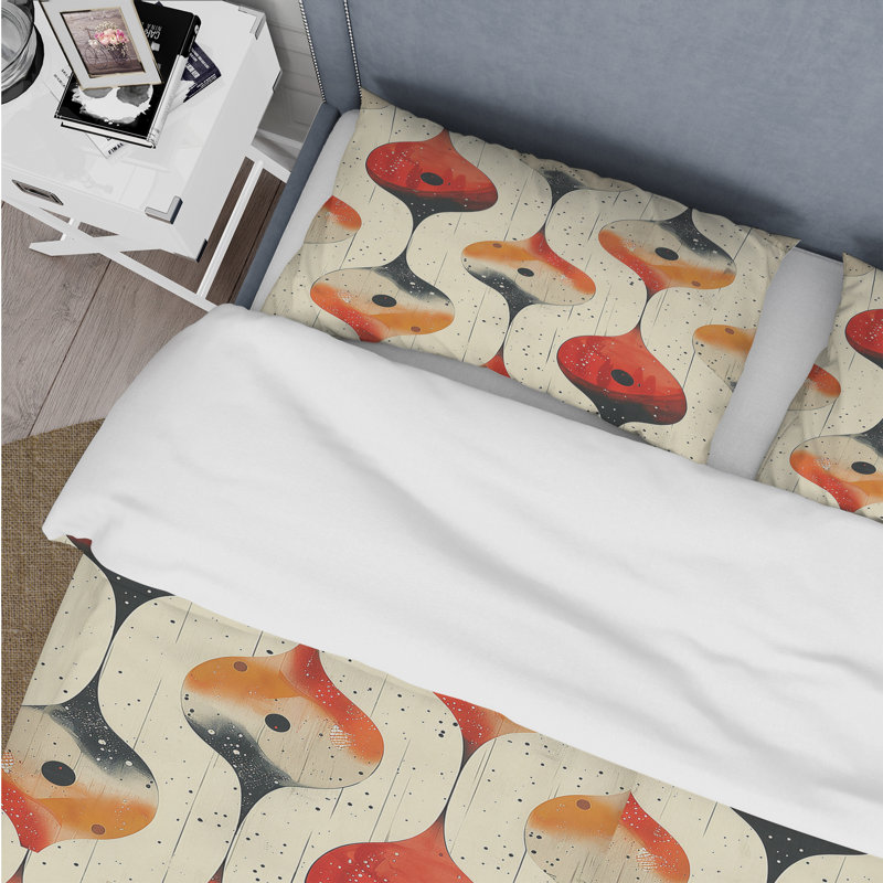 Ensemble de housse de couette orange et jaune Midcentury Charm IV - Midcentury