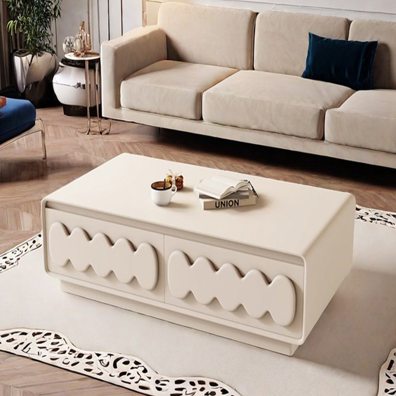 Table basse simple au design créatif, H 16,92 po x L 47,24 po x l 23,62 po, Blanc