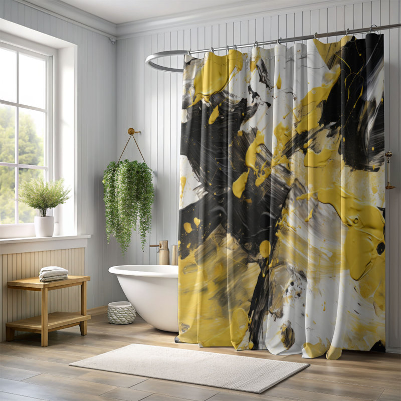 Huiles - Rideau de douche Premium, H 74 po x l 71 po