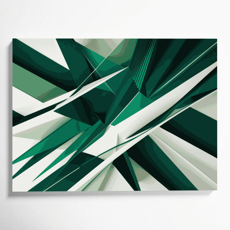 «Geometric Abstraction 33», art mural sur toile verte, H 16 po x l 20 po