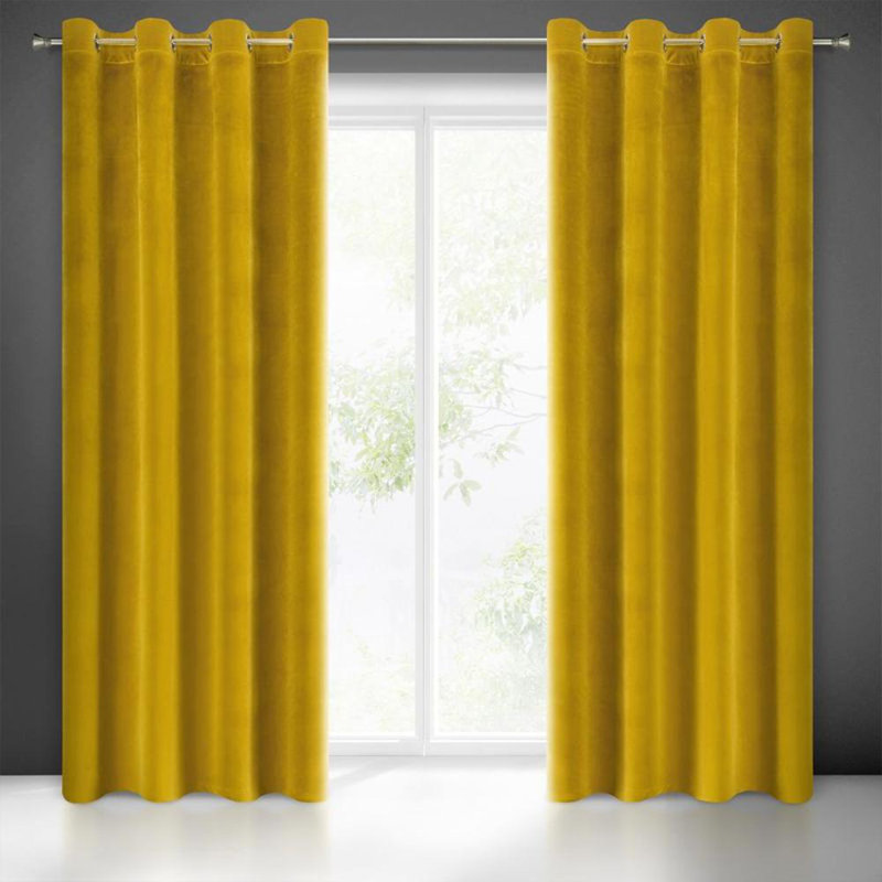 Samantha Blackout Single Curtain, Mustard
