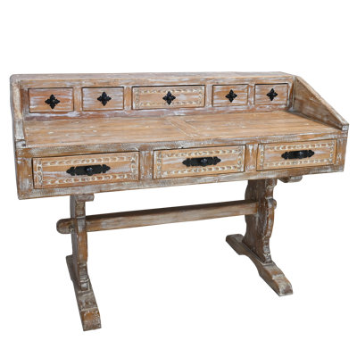 Bureau debout industriel en bois et métal