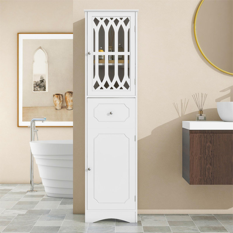 Amall Freestanding Linen Cabinet, White