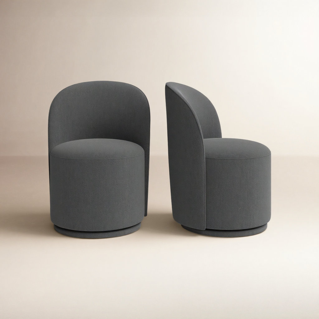 Sharlene Swivel Dining Chair, Effie Smoke Performance Linen