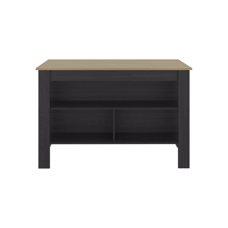 Cala Long Kitchen Island with Spacious Prep Table, 3 Open Kitchen Island Storage Shelves, 4 Sturdy Legs Modern Kitchen Island Table and Kitchen Center Island