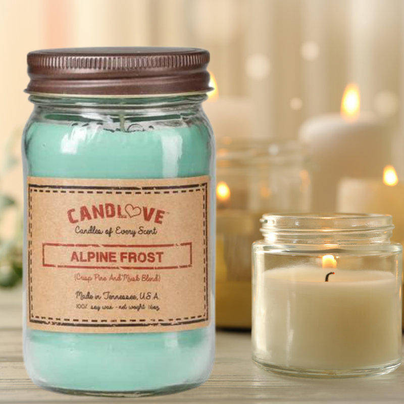 Bougie parfumée avec support en verre Alpine Frost