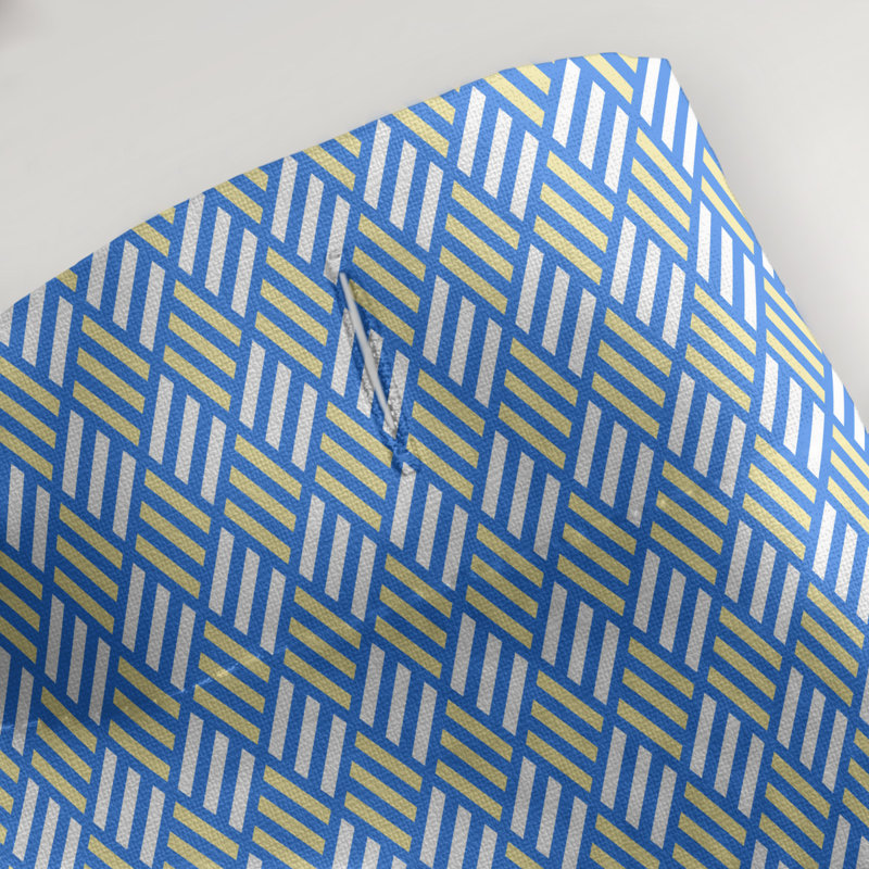 Rideau de douche simple à motif de losanges classiques, Bleu / Jaune