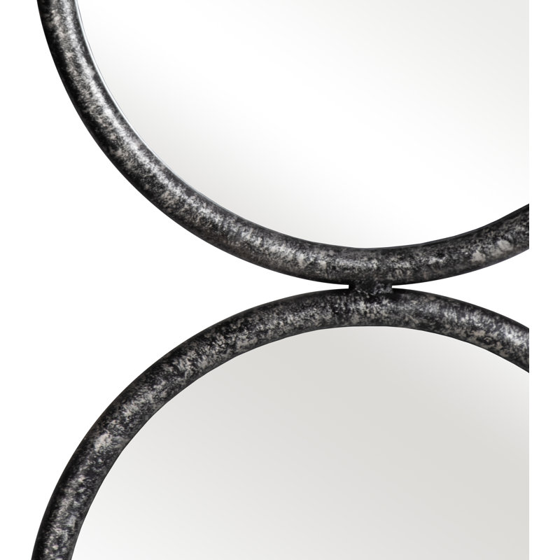 Seychelle Black Wood & Metal Round Wall Mirror - 48" Modern Decorative Accent for Home, Office, Bedroom, or Living Room