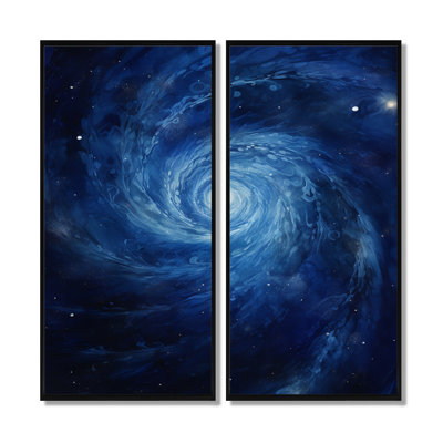 Blue Swirl Wave Spiral - Abstract Spirals Wall Art, Blue Abstract Set Of 2