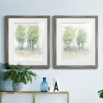 Paysage spontané I - Encadré sous verre acrylique, ensemble de 2, grand tableau pour salon