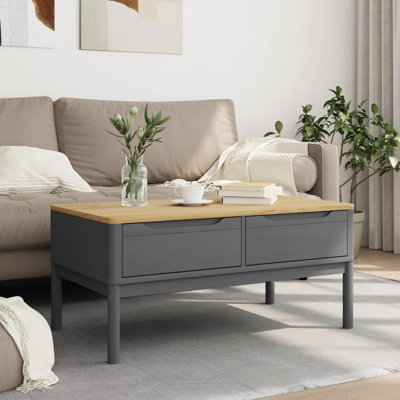Table basse Ebern Designs FLORO 39 po x 21,9 po x 17,7 po en bois de pin massif