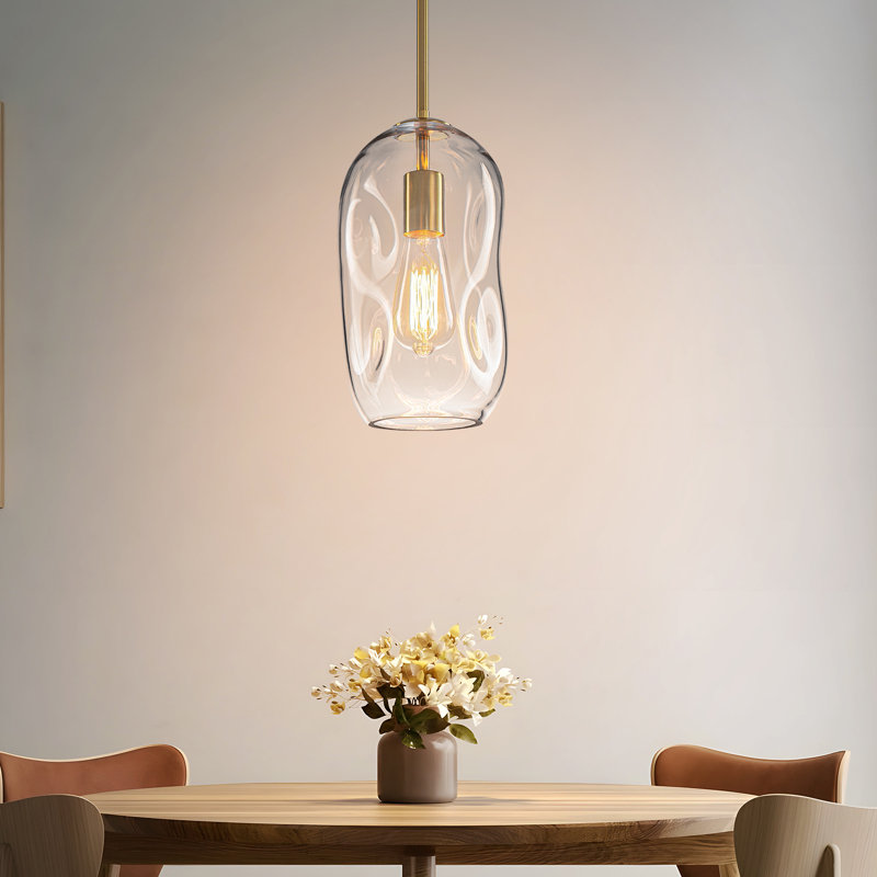 Îlot de cuisine 1 lumière moderne avec 1 abat-jour et abat-jour en verre organique irrégulier, Paquet de 1