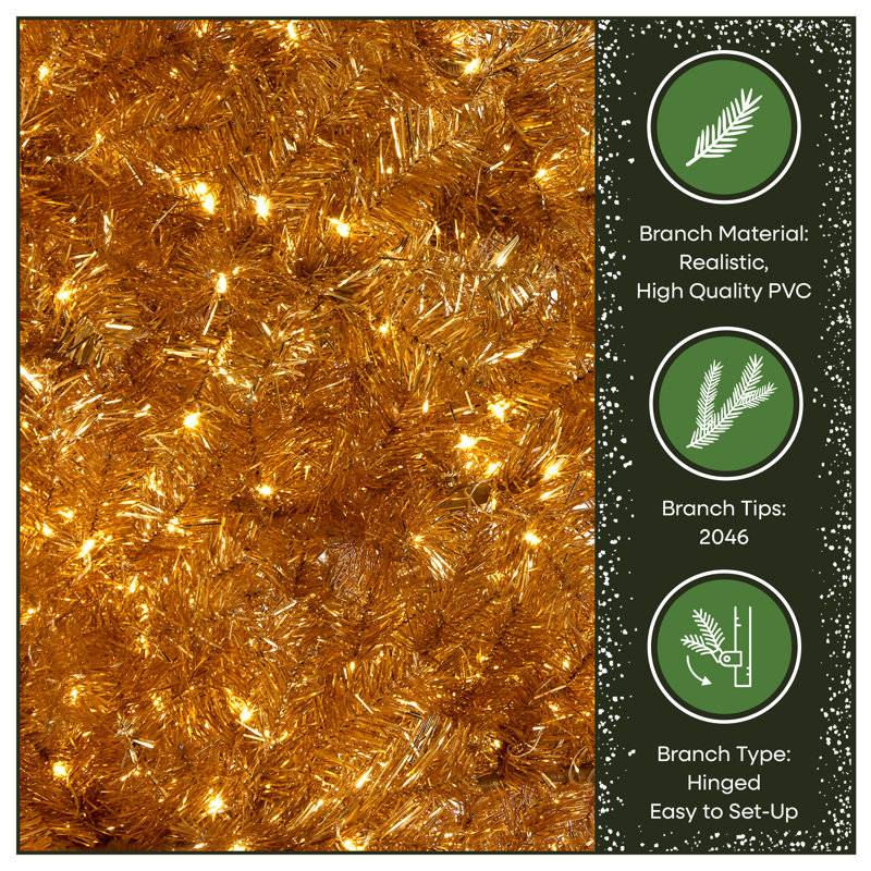 9 Ft. Pre-Lit Christmas True Gold Metallic Tree, 9 Ft