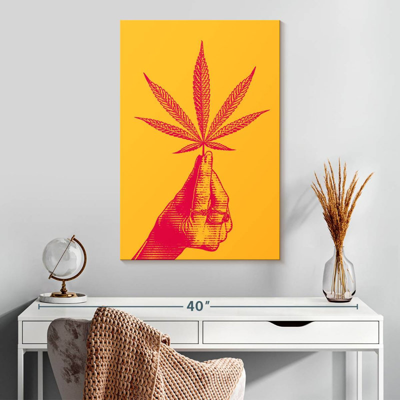 Handing Holding Hemp Leaf, 30" H x 20" W