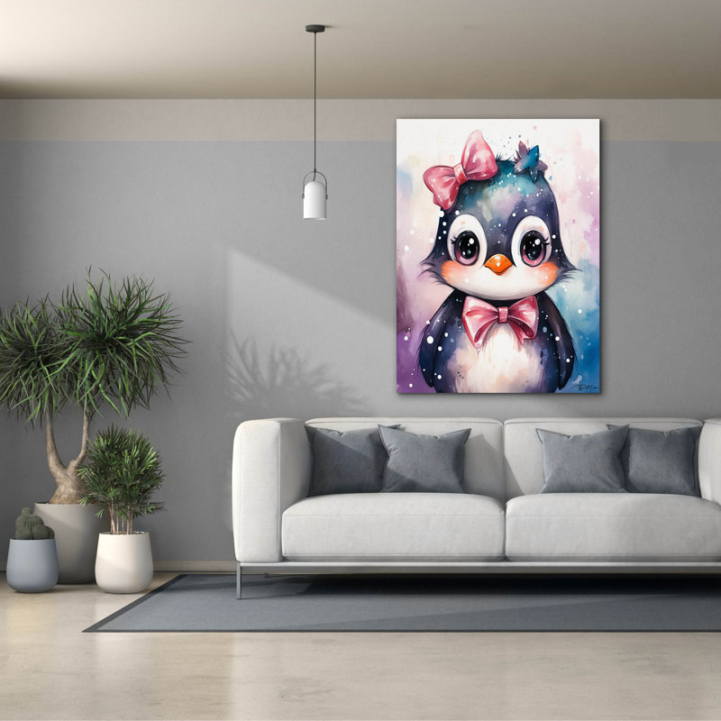 Art mural sur toile Trinx «Cute Penguin In Watercolor» par Momart, H 54 po x l 40 po x P 1,5 po