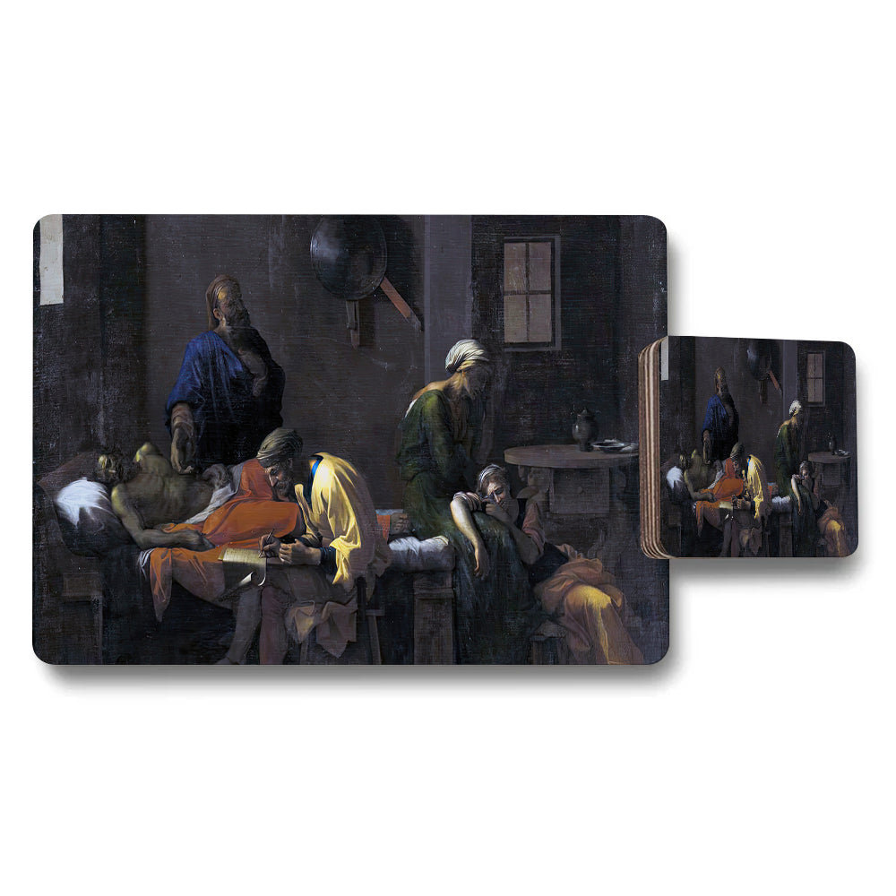 Placemat and Coaster Set With Classic Baroque Painting Print