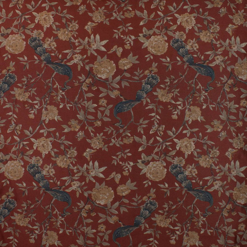 Prive Peony Bird Fabric, Cinder