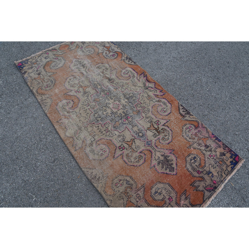 Tapis turc, tapis audacieux, tapis rétro, tapis décoratifs orange 3,4 pi 6,9 pi, tapis Oushak