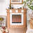 Burlywood + White Solid Wood Freestanding Fireplace