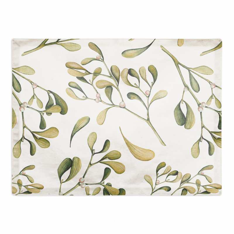 Napperon aquarelle feuilles et baies, Jaune