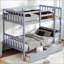 Lit superposé simple en bois d'hévéa simple avec 2 tiroirs, convertible en 2 lits simples, idéal pour économiser de l'espace et une utilisation polyvalente dans les chambres d'enfants ou les chambres d'amis