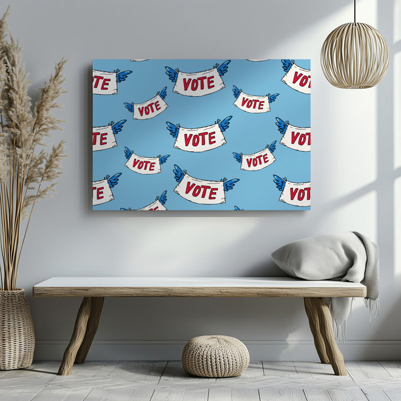 Reproduction d'art sur toile, "Bannières stylisées avec le mot", H 9 po x l 12 po