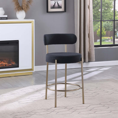 Dernell Woker Furniture Modern Sherpa Counter Height Stools -  Everly Quinn, DD97A76E9FC64584B1018950B6AC0D0D